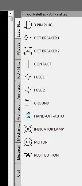 Using the AutoCAD Tool Palette window to show blocks
